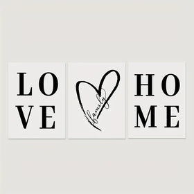 3pcs Love Wall Canvas Art for Living Room Decor