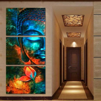 Triptych Buddha Canvas Wall Art, Spray Paint Decor